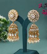 White color kundan earrings