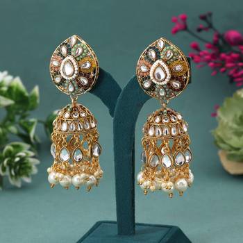 Multi color kundan earrings 1