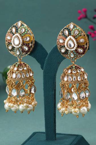Multi color kundan earrings