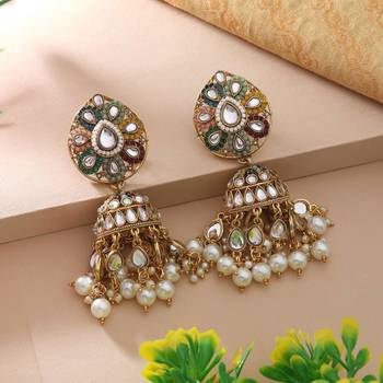 Multi color kundan earrings 2