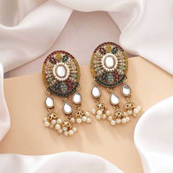 Multi color kundan earrings 1