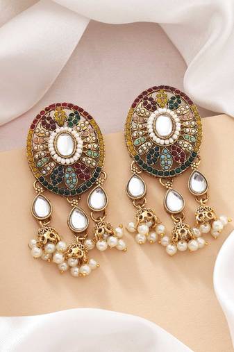 Multi color kundan earrings