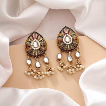 Multi color kundan earrings 1