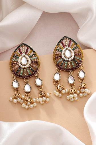 Multi color kundan earrings