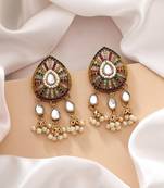 Multi color kundan earrings