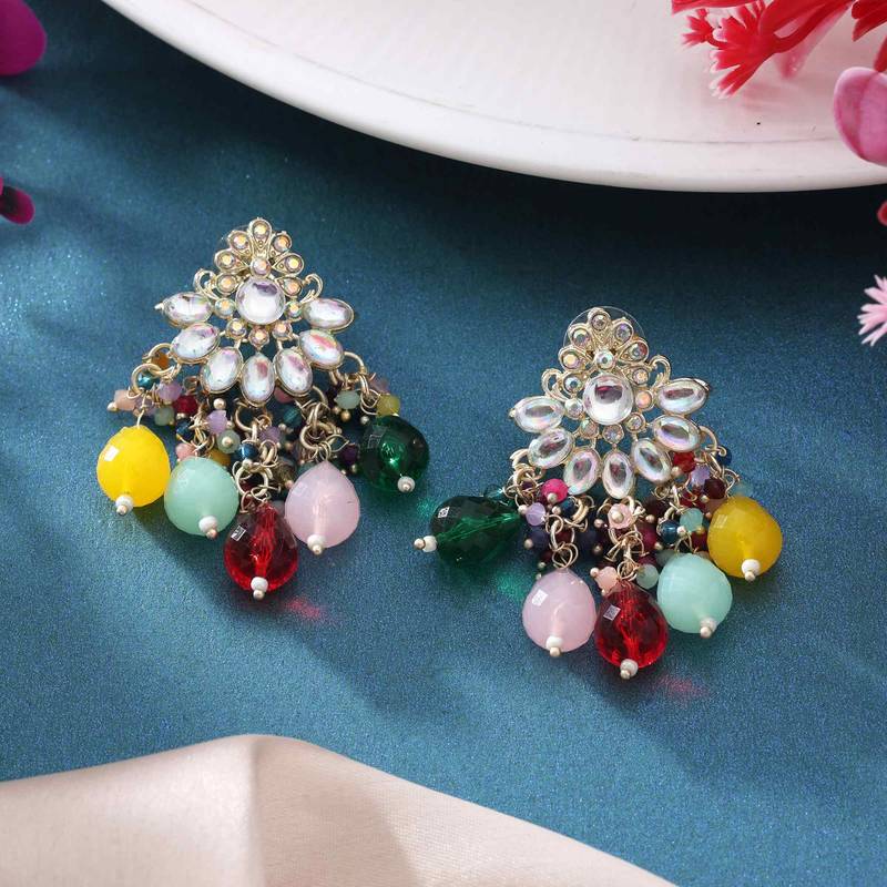 Multi color kundan earrings