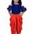 Half sleeves  foil/glitter print top with printed dhoti-blue & orange