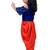 Half sleeves  foil/glitter print top with printed dhoti-blue & orange