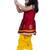 Jacquard  sleeveless placement print top with dhoti-maroon & yellow