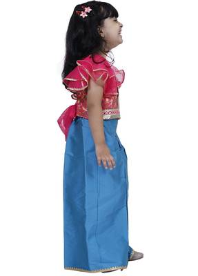 Brocade woven half sleeves embellished  top with palazzo-pink & blue 3