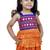 Sleeveless mirror work top with tie & dye lehenga- orange & red