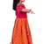 Half sleeves foil/glitter print top with printed lehenga-pink & orange