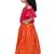 Half sleeves foil/glitter print top with printed lehenga-pink & orange