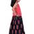 Chanderi woven sleeveless solid top & kalamkari print lehenga-coral &blue