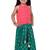 Chanderi woven sleeveless solid top & printed lehenga-coral & green