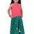 Chanderi woven sleeveless solid top & printed lehenga-coral & green