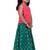 Chanderi woven sleeveless solid top & printed lehenga-coral & green
