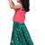 Chanderi woven sleeveless solid top & printed lehenga-coral & green