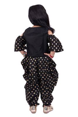 Half sleeves all over printed top with dhoti-black 2