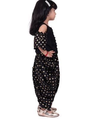 Half sleeves all over printed top with dhoti-black 4