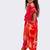 cotton jacquard woven 3/4 sleeves embellished top with printed dhoti-coral