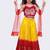 Sleeveless  placement  embroidered  top & tie dye lehenga with dupatta-red & yellow