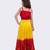 Sleeveless  placement  embroidered  top & tie dye lehenga with dupatta-red & yellow
