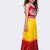 Sleeveless  placement  embroidered  top & tie dye lehenga with dupatta-red & yellow