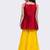 Jacquard woven  sleeveless placement print top with sharara-maroon & yellow
