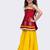 Jacquard woven  sleeveless placement print top with sharara-maroon & yellow
