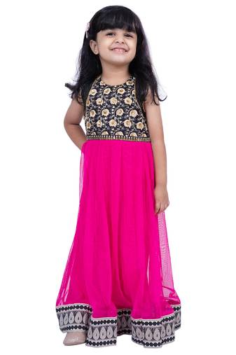 Sleeveless embellished gown-black & pink
