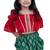 Three quarter sleeves embelliished top with printed dhoti - red & green