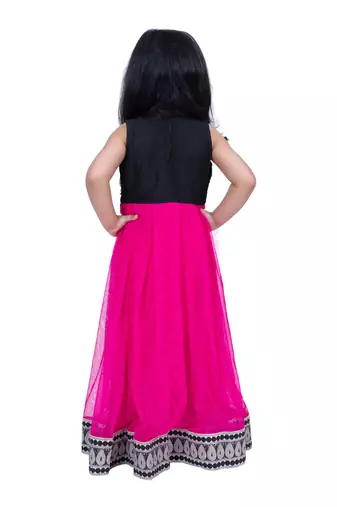 Sleeveless embellished gown-black & pink