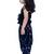Georgette  sleeveless embelliished top with printed dhoti - navy blue