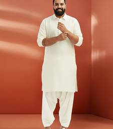 men's white viscose kurta with patiala pant - classic ethnic set