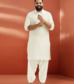white viscose kurta with patiala pant - classic ethnic set