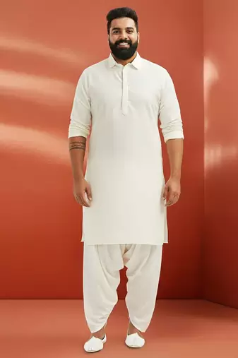 white viscose kurta with patiala pant - classic ethnic set