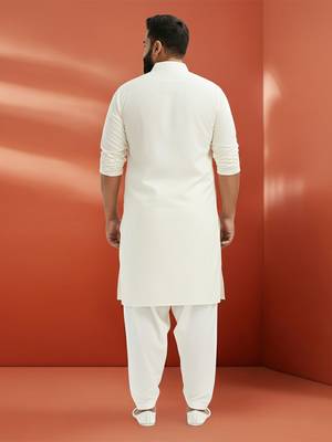 white viscose kurta with patiala pant - classic ethnic set 4