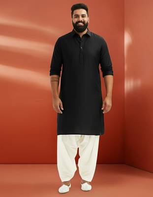 black viscose kurta with white patiala - elegant festive set 1