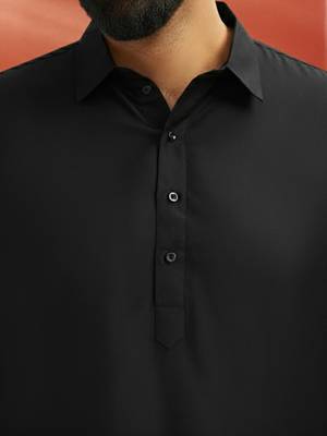 black viscose kurta with white patiala - elegant festive set 2