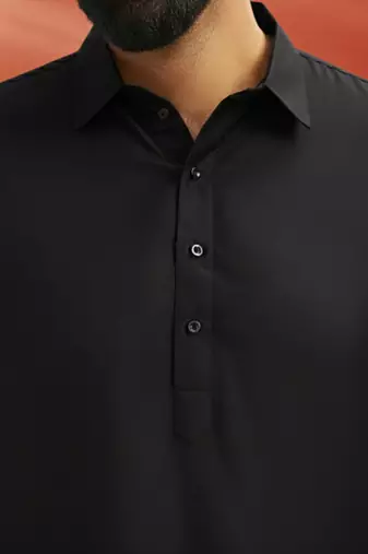 black viscose kurta with white patiala - elegant festive set
