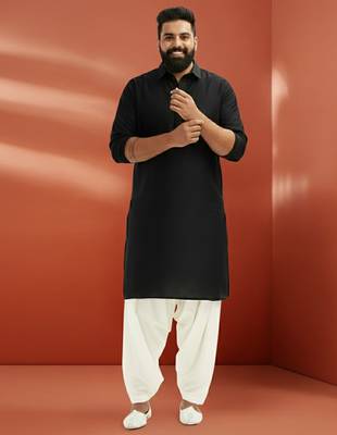 black viscose kurta with white patiala - elegant festive set 3
