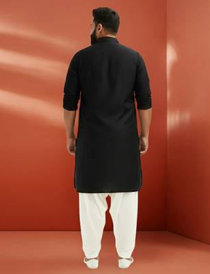 black viscose kurta with white patiala - elegant festive set 4