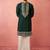 men's bottle green chanderi kurta set with cream pant - premium wedding