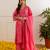 Fuchsia embroidered organza kurta set