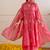 Fuchsia embroidered organza kurta set