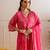 Fuchsia embroidered organza kurta set