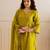 Lime green embroidered cotton kurta set