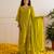 Lime green embroidered cotton kurta set