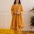 Mustard embroidered organza kurta set